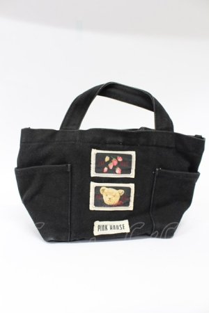 画像: PINK HOUSE / ワッペンミニトートバッグ  黒 T-26-03-02-032-LO-BG-SA-ZT