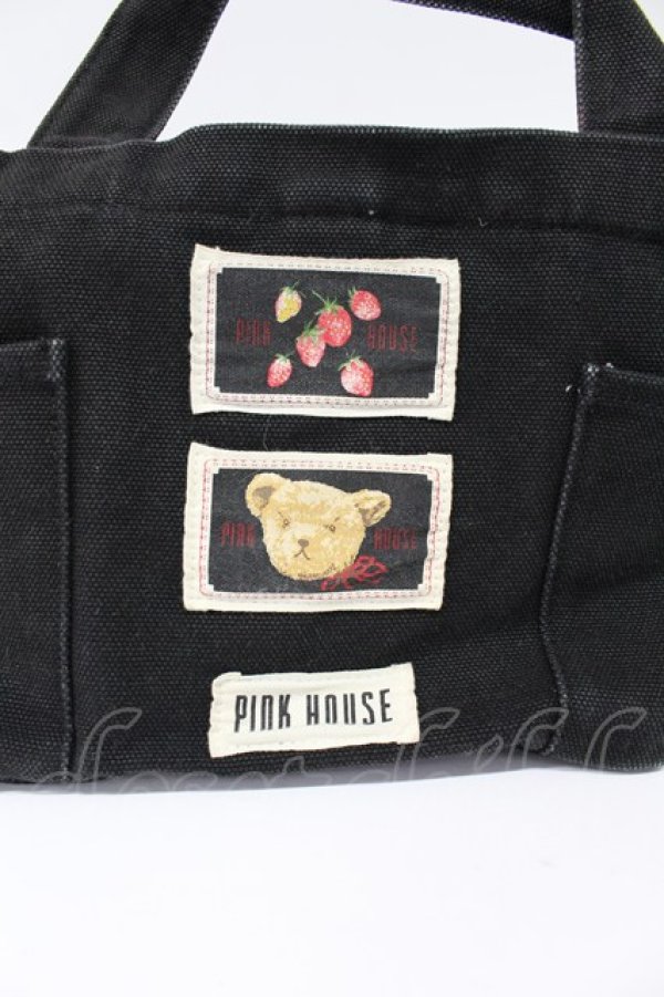 画像2: PINK HOUSE / ワッペンミニトートバッグ  黒 T-26-03-02-032-LO-BG-SA-ZT (2)