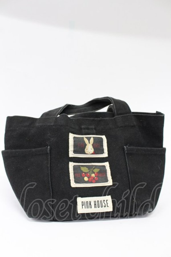 画像3: PINK HOUSE / ワッペンミニトートバッグ  黒 T-26-03-02-032-LO-BG-SA-ZT (3)