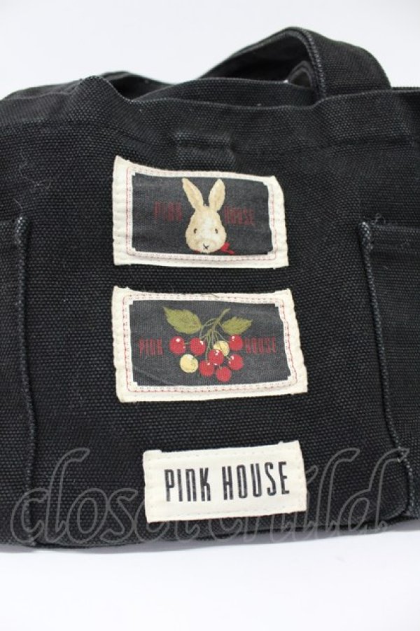画像4: PINK HOUSE / ワッペンミニトートバッグ  黒 T-26-03-02-032-LO-BG-SA-ZT (4)