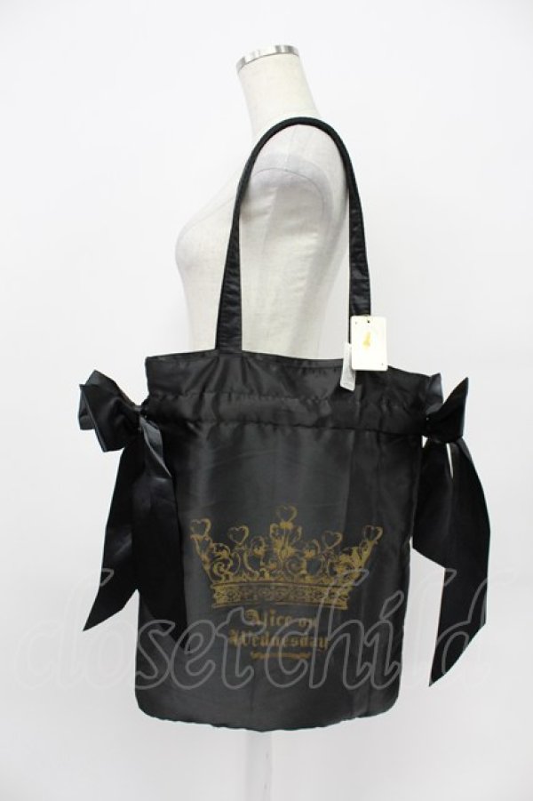 画像1: 水曜日のアリス / サテンリボントート  ブラック T-26-03-02-033-PU-BG-SA-ZT (1)