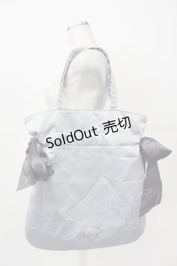 画像4: Maison de FLEUR / ラビットチャーム付きダブルリボントートバッグ  グレーＸアイボリー T-26-03-02-015-LO-BG-SA-ZT (4)