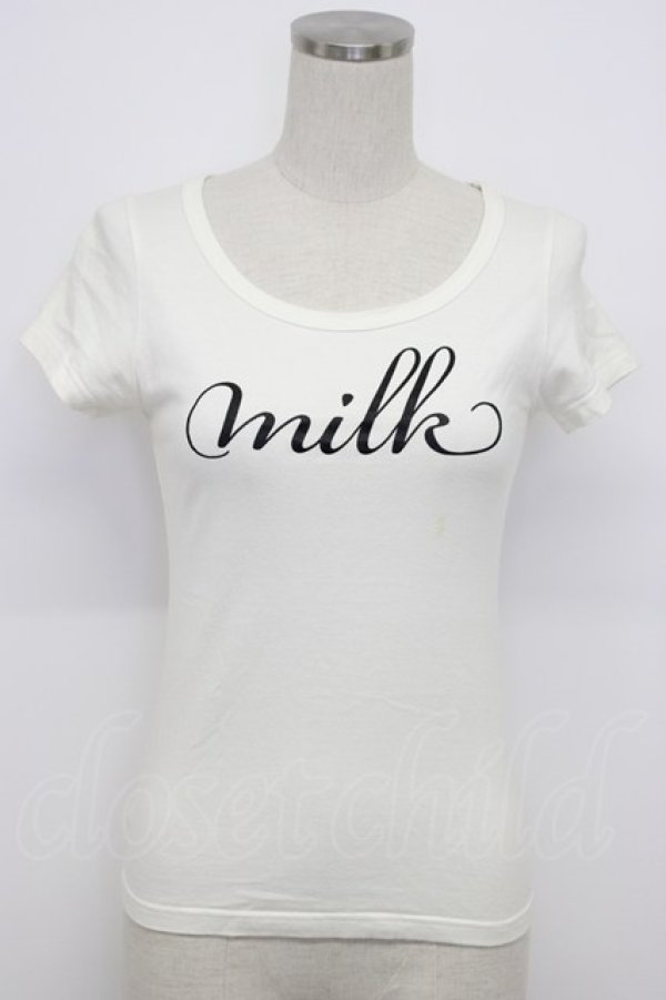 画像1: MILK / MILKロゴTee  オフ×ブラック T-26-03-06-001-ML-TS-SA-ZT (1)