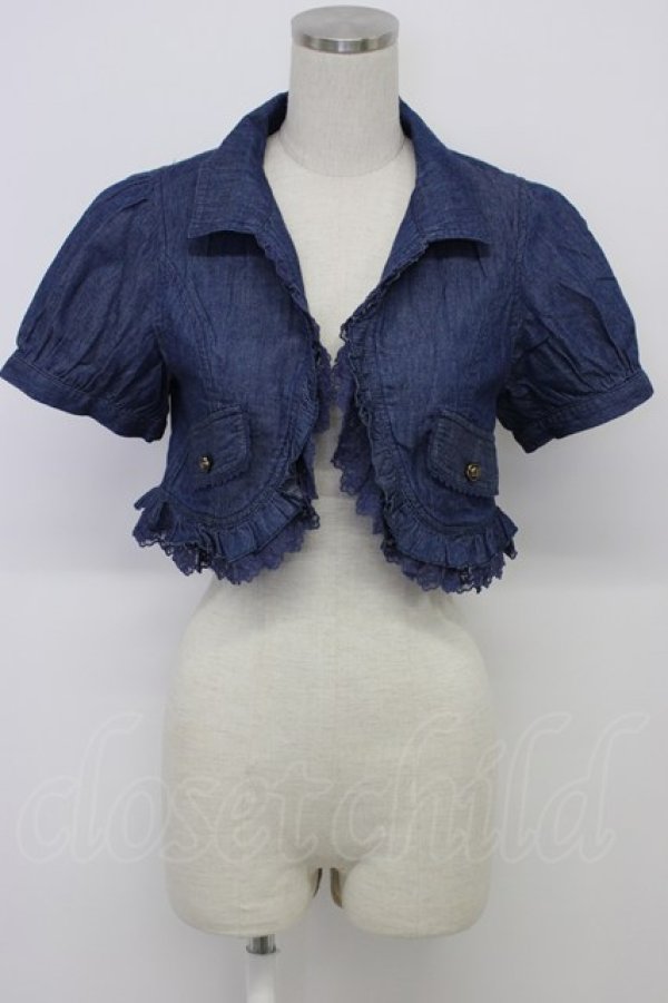 画像1: axes femme / フリルシャツ風ボレロ  青デニム T-26-03-06-022-AX-TO-SA-ZT (1)
