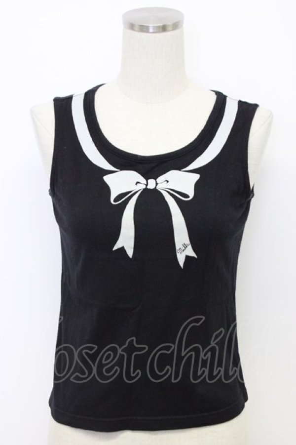 画像1: MILK / リボンノースリーブトップス  ブラック T-26-03-06-026-ML-TO-SA-ZT (1)