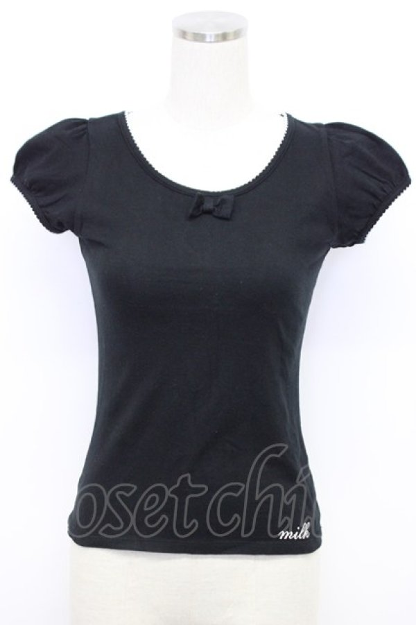 画像1: MILK / SWEET パフ Tee  ブラック T-26-03-06-032-ML-TO-SA-ZT (1)