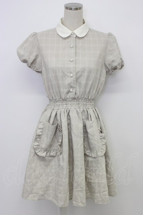 画像1: Ank Rouge / パールボタンチェック半袖ワンピース  ブラウン T-26-03-06-043-CA-OP-SA-ZT (1)