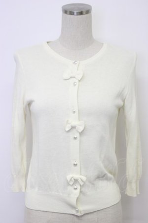 画像: MILK / トリプルRibbonカーディガン  アイボリー T-26-03-06-005-ML-TO-SA-ZT