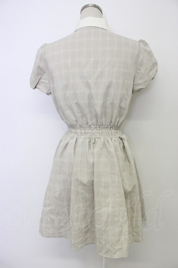 画像2: Ank Rouge / パールボタンチェック半袖ワンピース  ブラウン T-26-03-06-043-CA-OP-SA-ZT (2)