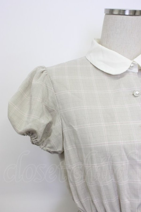 画像4: Ank Rouge / パールボタンチェック半袖ワンピース  ブラウン T-26-03-06-043-CA-OP-SA-ZT (4)