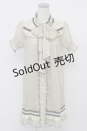 画像: axes femme / フロッキードットブラウスワンピース  アイボリーＸ黒 T-26-03-06-044-AX-OP-SA-ZT