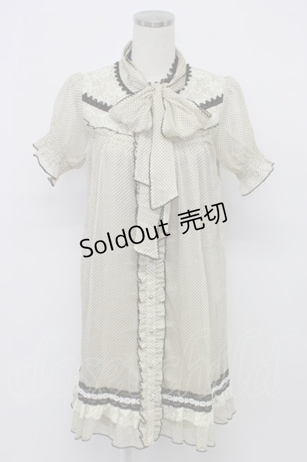 画像1: axes femme / フロッキードットブラウスワンピース  アイボリーＸ黒 T-26-03-06-044-AX-OP-SA-ZT (1)
