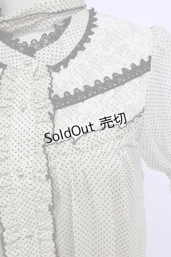 画像5: axes femme / フロッキードットブラウスワンピース  アイボリーＸ黒 T-26-03-06-044-AX-OP-SA-ZT (5)