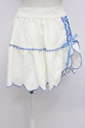 画像: LIZ LISA / 編み下げスカラップスカパン  アイボリーＸ青 T-26-03-06-049-LO-PA-SA-ZT