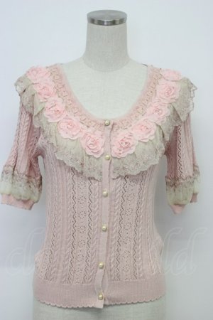 画像: axes femme / シフォンお花レース重カーデ  ピンク T-26-03-06-006-AX-TO-SA-ZT