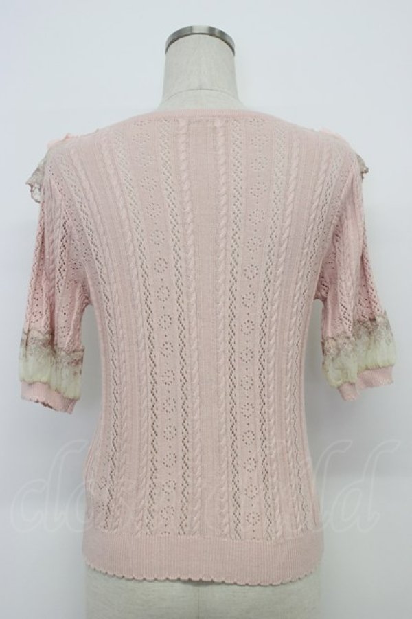 画像2: axes femme / シフォンお花レース重カーデ  ピンク T-26-03-06-006-AX-TO-SA-ZT (2)
