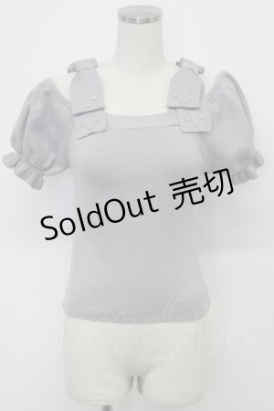 画像: evelyn / ストーンリボンニットトップス  ラベンダー T-26-03-06-009-LO-TO-SA-ZT