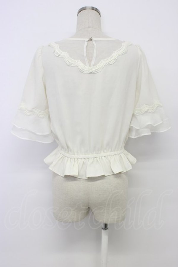 画像2: couture BY ROJITA / チュールスカラップ切替半袖ブラウス  アイボリー T-26-03-06-002-GO-BL-SA-ZT (2)