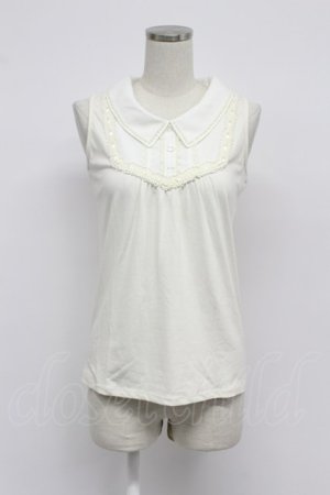 画像: axes femme / パール襟ノースリーブトップス  白 T-26-03-07-001-AX-TO-SA-ZT