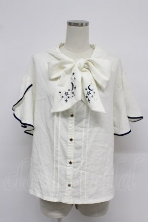 画像: axes femme / 夏の星空刺繍ボウタイブラウス M ホワイト T-26-03-07-019-AX-BL-SA-ZT