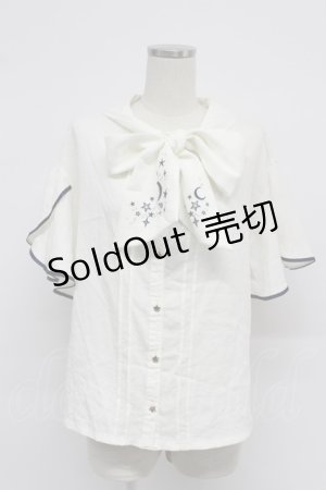 画像: axes femme / 夏の星空刺繍ボウタイブラウス M ホワイト T-26-03-07-019-AX-BL-SA-ZT