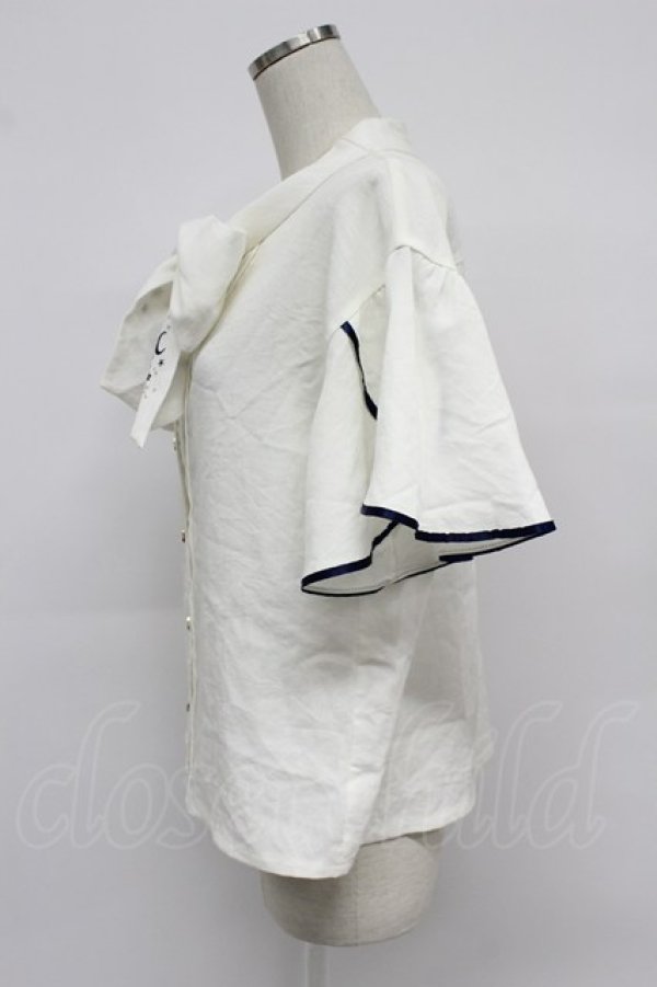 画像4: axes femme / 夏の星空刺繍ボウタイブラウス M ホワイト T-26-03-07-019-AX-BL-SA-ZT (4)