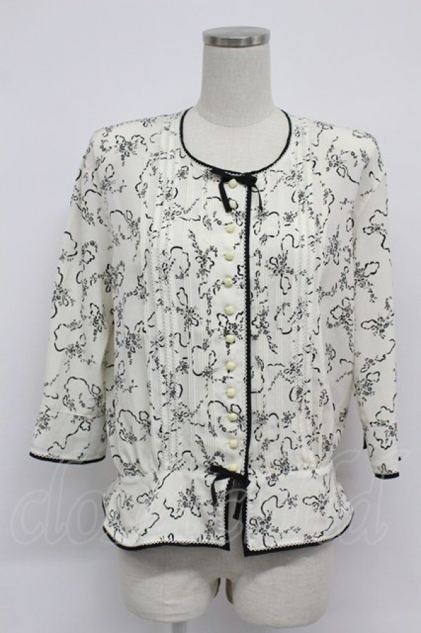 画像1: INGEBORG / ブーケ柄タック使いブラウス S シロ T-26-03-07-020-LO-BL-OW-ZT (1)