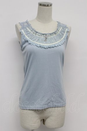 画像: axes femme / シェルモチーフレースタンク  サックス T-26-03-07-022-AX-TO-SA-ZT