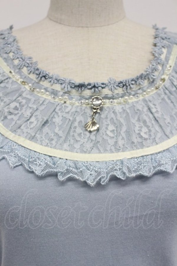 画像4: axes femme / シェルモチーフレースタンク  サックス T-26-03-07-022-AX-TO-SA-ZT (4)