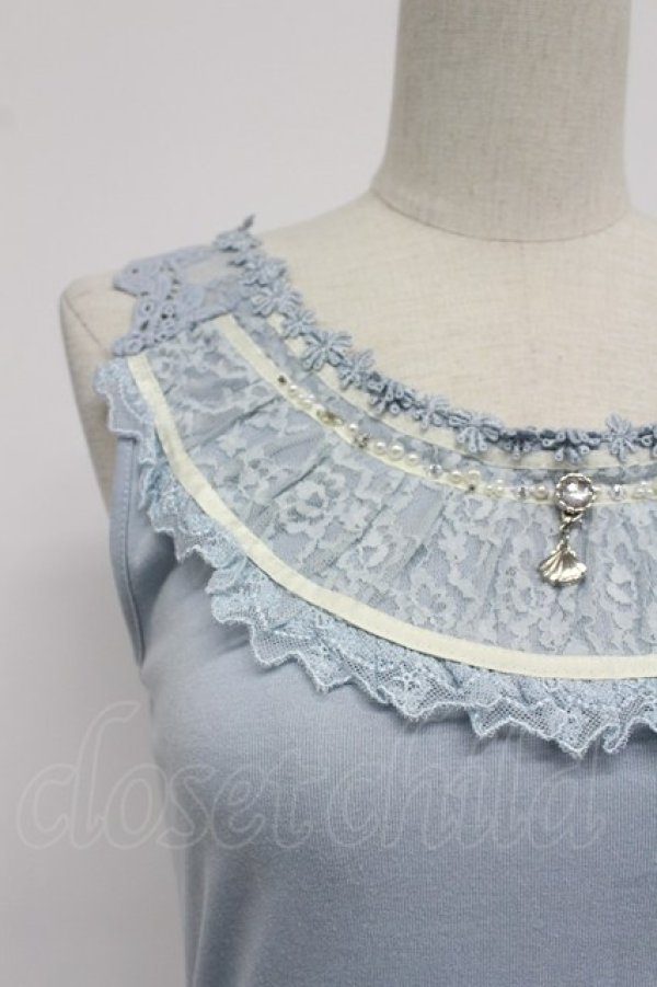 画像5: axes femme / シェルモチーフレースタンク  サックス T-26-03-07-022-AX-TO-SA-ZT (5)