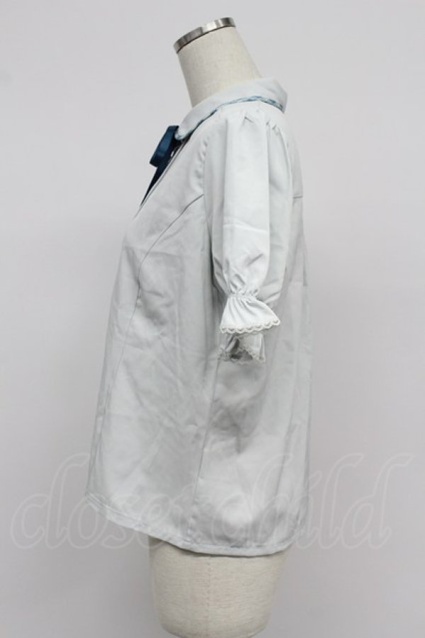 画像4: axes femme / パイピングｘリボン付ブラウス  グリーン T-26-03-07-024-AX-BL-SA-ZT (4)