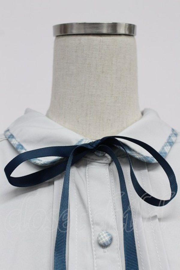 画像5: axes femme / パイピングｘリボン付ブラウス  グリーン T-26-03-07-024-AX-BL-SA-ZT (5)