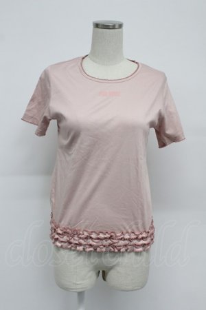 画像: PINK HOUSE / フリルロゴ使い半袖カットソー  ピンク T-26-03-07-028-LO-TO-SA-ZT