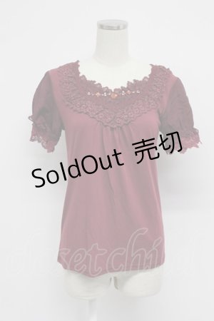 画像: axes femme / デザイン袖半袖インナーPO M ワイン T-26-03-07-033-AX-TO-SA-ZT