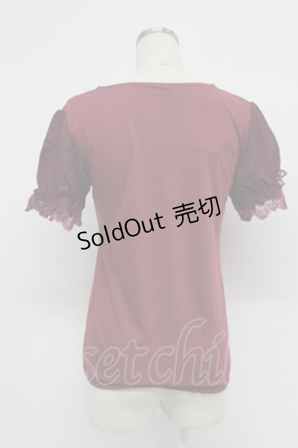 画像2: axes femme / デザイン袖半袖インナーPO M ワイン T-26-03-07-033-AX-TO-SA-ZT (2)