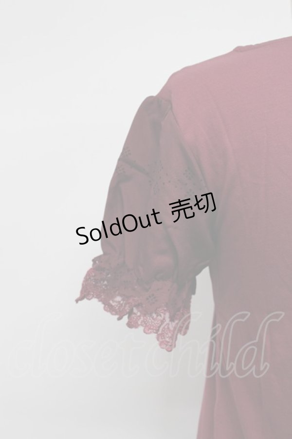 画像3: axes femme / デザイン袖半袖インナーPO M ワイン T-26-03-07-033-AX-TO-SA-ZT (3)