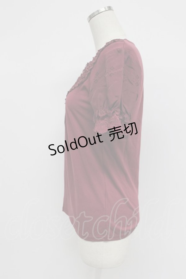 画像4: axes femme / デザイン袖半袖インナーPO M ワイン T-26-03-07-033-AX-TO-SA-ZT (4)