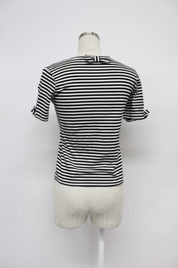 画像2: Emily Temple cute / ボーダー半袖カットソー M 黒Ｘ白 T-26-03-07-035-ET-TO-SA-ZT (2)