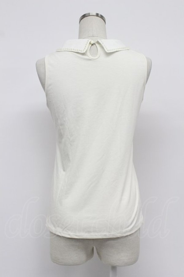 画像2: axes femme / パール襟ノースリーブトップス  白 T-26-03-07-001-AX-TO-SA-ZT (2)