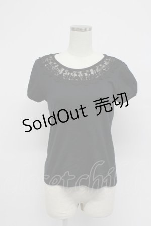 画像: Emily Temple cute / レース襟半袖カットソー  黒 T-26-03-07-039-ET-TO-SA-ZT