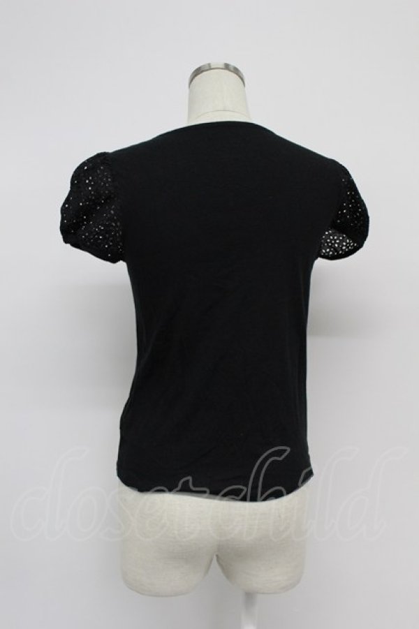 画像2: Jane Marple / レース半袖カットソー  黒 T-26-03-07-041-JM-TO-SA-ZT (2)