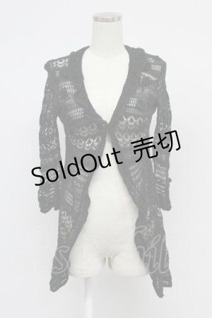 画像: INGEBORG / お花モチーフ使い透かし編みカーディガン 9号 クロ T-26-03-07-043-LO-TO-OW-ZT638