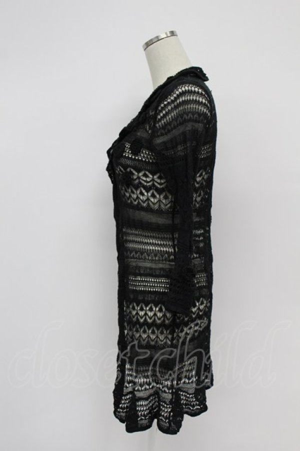 画像3: INGEBORG / お花モチーフ使い透かし編みカーディガン 9号 クロ T-26-03-07-043-LO-TO-OW-ZT (3)