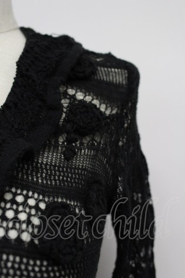 画像4: INGEBORG / お花モチーフ使い透かし編みカーディガン 9号 クロ T-26-03-07-043-LO-TO-OW-ZT (4)