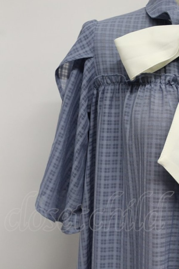 画像5: axes femme / シアーチェックチュニックワンピース  ブルー T-26-03-07-047-AX-OP-SA-ZT (5)