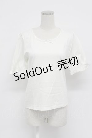 画像: PINK HOUSE / はしごレースリボン半袖カットソー  白 T-26-03-07-005-LO-TO-SA-ZT