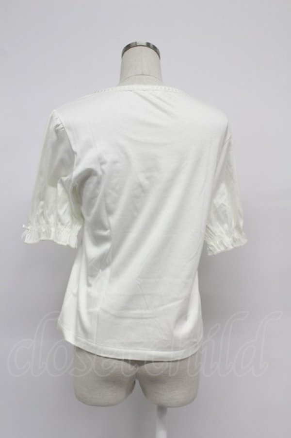 画像2: PINK HOUSE / はしごレースリボン半袖カットソー  白 T-26-03-07-005-LO-TO-SA-ZT (2)