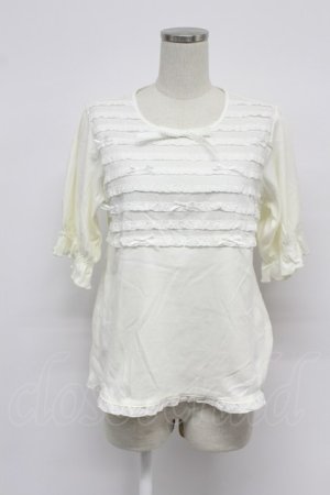 画像: PINK HOUSE / リボンいっぱいフリル使いカットソー  白 T-26-03-07-006-LO-TO-SA-ZT