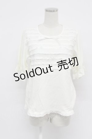 画像: PINK HOUSE / リボンいっぱいフリル使いカットソー  白 T-26-03-07-006-LO-TO-SA-ZT638