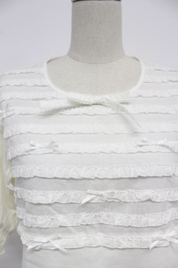 画像6: PINK HOUSE / リボンいっぱいフリル使いカットソー  白 T-26-03-07-006-LO-TO-SA-ZT (6)